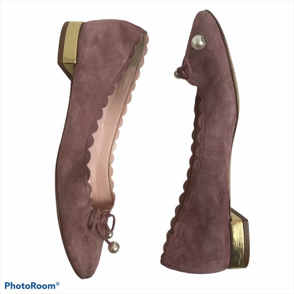 Kate Spade Murray Suede Scalloped Pearl Tie Flats - Picture 5 of 10